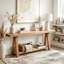 Table basse de style naturel, table d'entrée en bois, console élégante