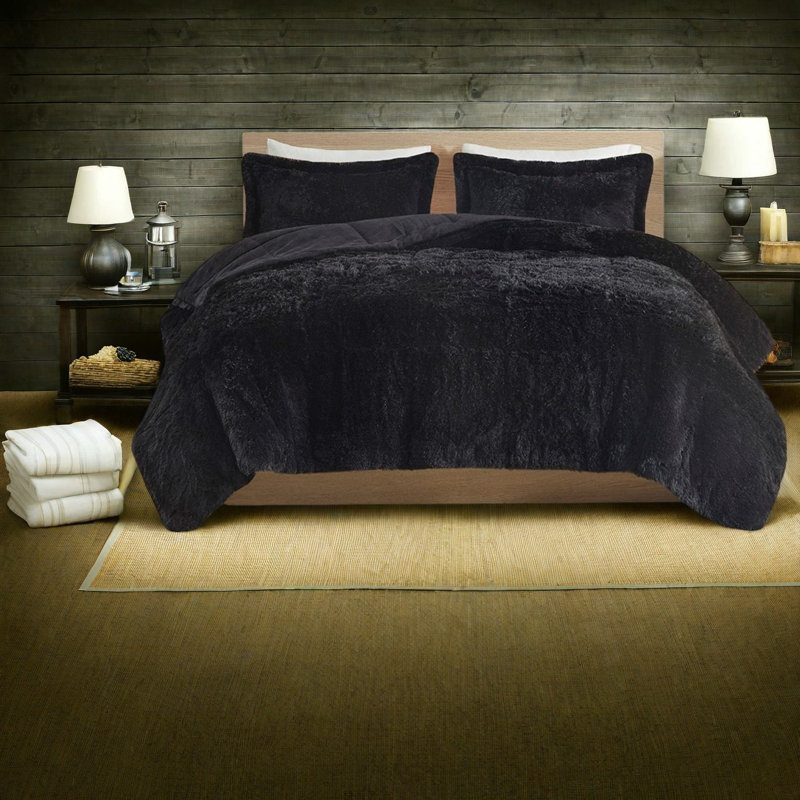 Ensembles de literie confortables à poils longs, édredon en polyester, style contemporain pour la maison