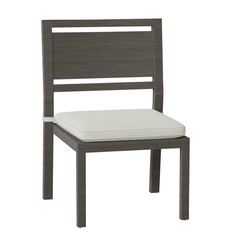 Avondale Patio Dining Side Chair with Cushions, Slate Grey, Rollo Lace, Welt