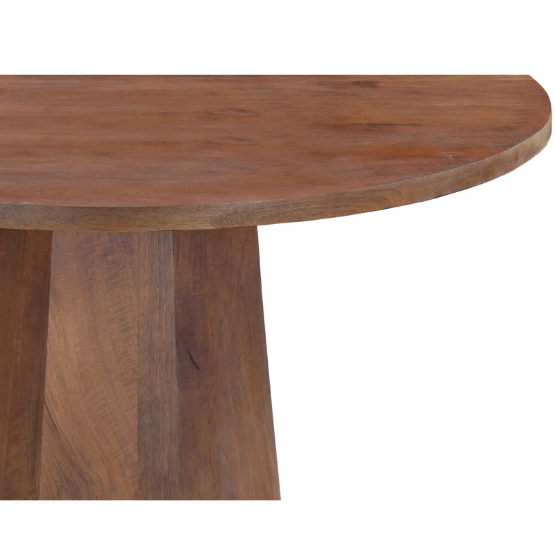 Koi 42"  Round Dining Table in Handmade Ambre Brown Mango Wood with Pedestal Base