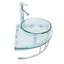 Lavabo d'angle mural rond en verre Talula de 25 po avec porte-serviettes, robinet et bonde.