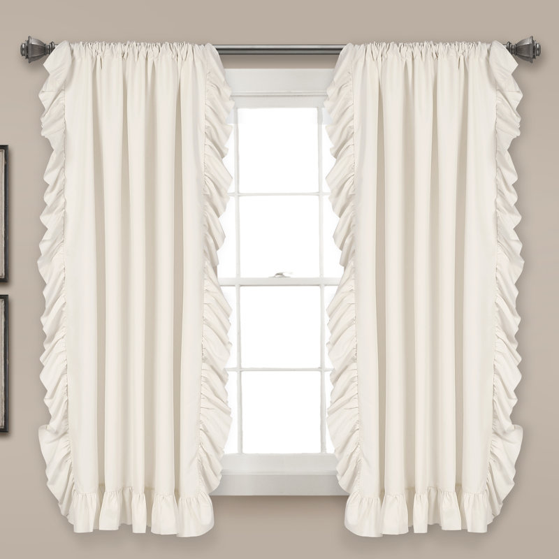 Paire de rideaux semi-transparents Reyna, Blanc, l 54 po x L 95 po
