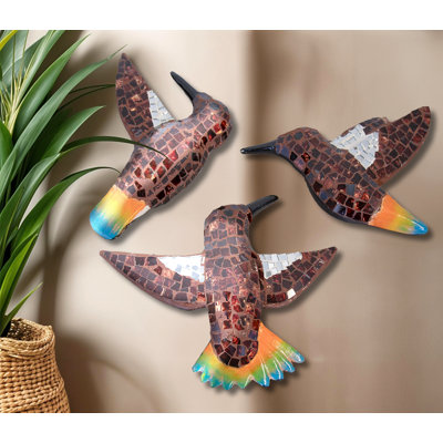Colibri mosaïque en verre brun 
