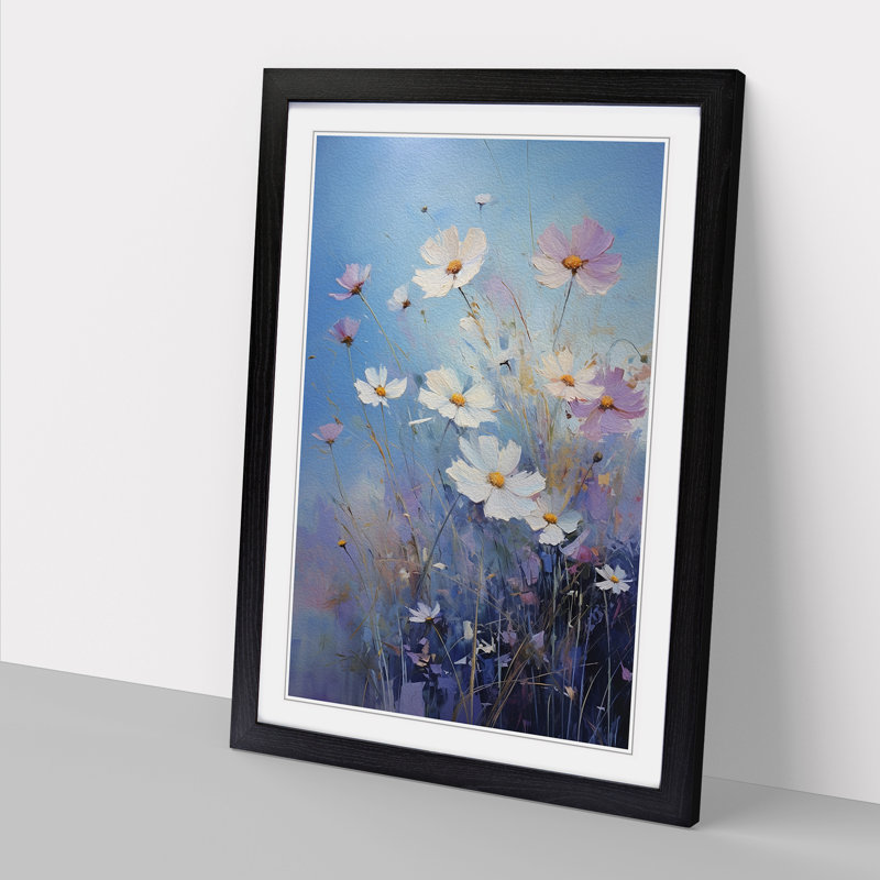 Cosmos Floral Art - Framed Print, 34cm H x 25cm W, Black Framed