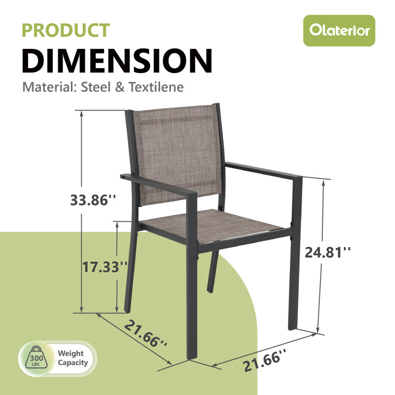 Ensemble de 2 chaises de salle à manger d'extérieur PVC-coated polyester