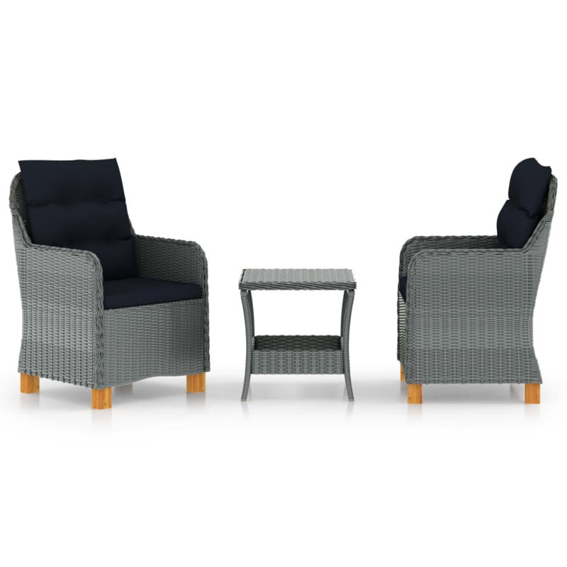 Chaise longue avec coussins 3 pièces Brundon, Gris clair