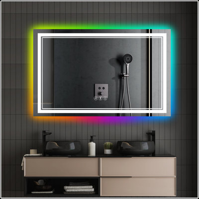 Miroir de salle de bain intelligent sans cadre à DEL avec luminosité réglable et antibuée, parfait pour les salles de bain modernes