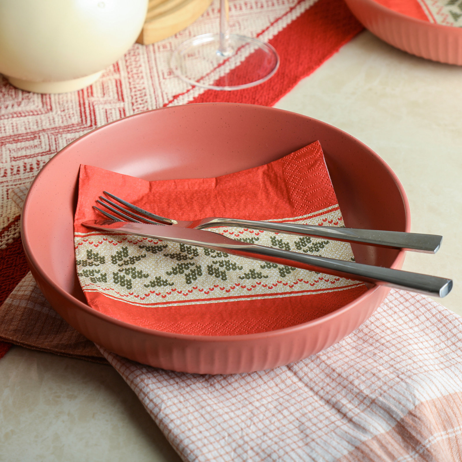 Stone Lain Logan 4-Piece Bowl Set Stoneware, Orange