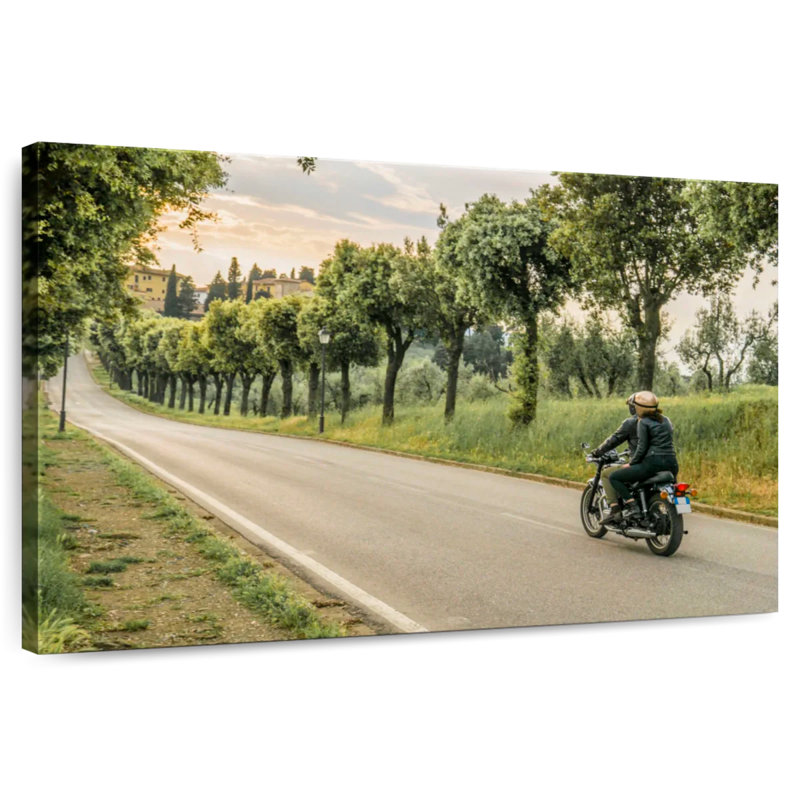 Couple Riding A Motorcycle, 32" H x 48" W