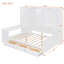 Lit de jour en bois avec bureau, trois tiroirs, armoire et tablettes - Rangement et poste de travail peu encombrant pour la chambre à coucher-821407394-821407395