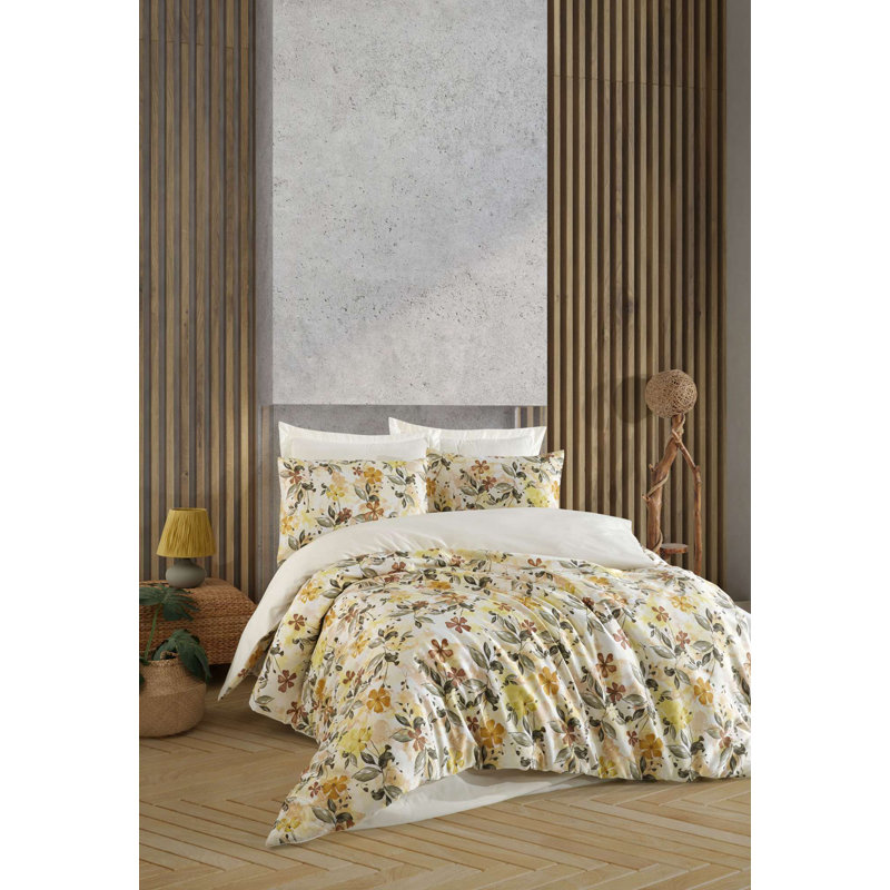 Quilt Cover Set, Yellow Floral, Twin Extra Long Duvet Cover + 1 King Pillowcase