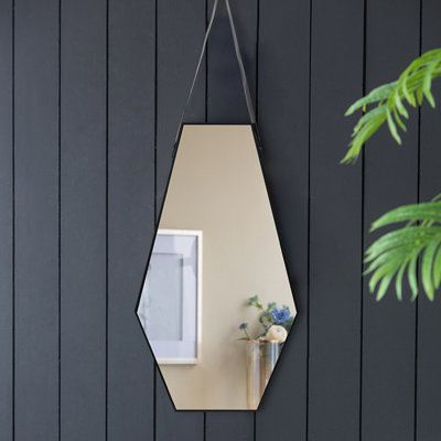 Miroir mural hexagonal noir et argent