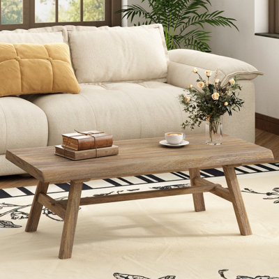 Table basse en bois massif de 43,3 po de largeur avec mortaise et conception Tenon