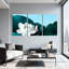 Ensemble de 3 tableaux sur toile tendue représentant des fleurs de lotus blanches et des papillons, pour la décoration du salon et de la chambre à coucher.-293552285