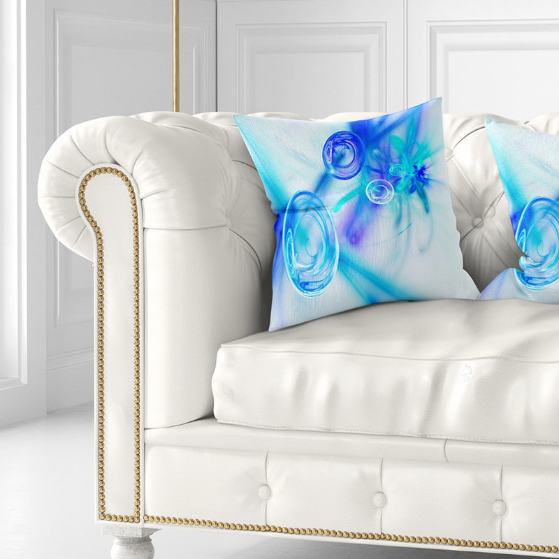 Bureau Fractal - Coussin imprimé abstrait, 18 po x 18 po, Carré, Blanc