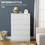 Commode à 5 tiroirs, commode moderne pour chambre à coucher, blanc