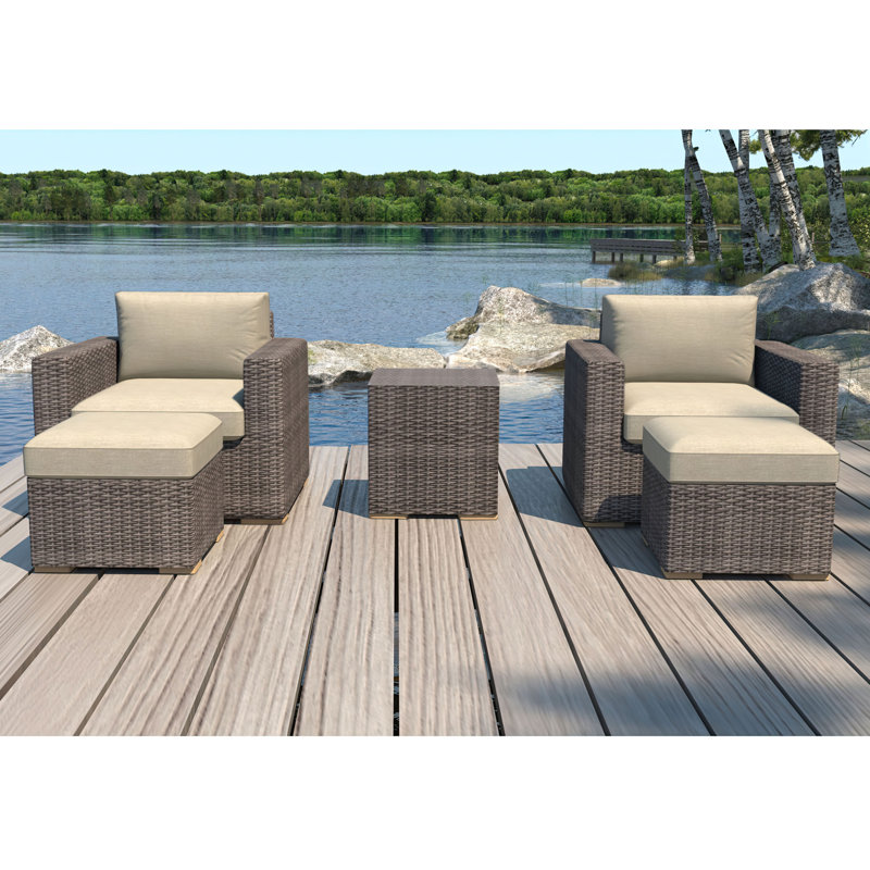 Dune Outdoor 5 - Piece Conversation Set, Canvas Flax Sunbrella® Canvas