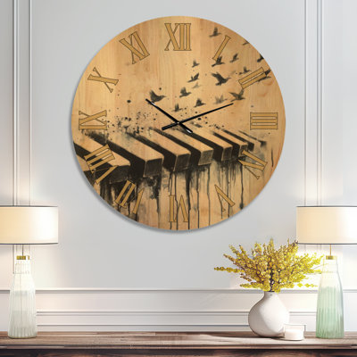 Melody Takes Flight - Horloge murale moderne surdimensionnée, imprimée sur bois