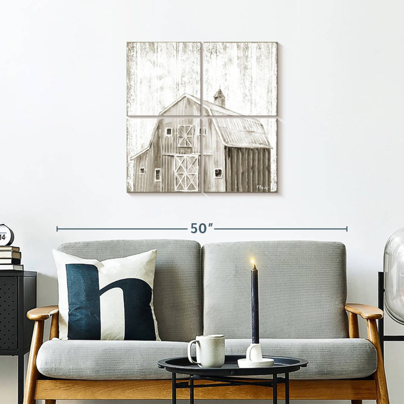 Lilie White Wood Barn I, 26" H x 26" W