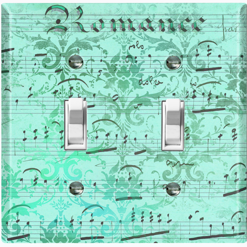 Patterned 2 - Gang Toggle Light Switch Standard Wall Plate, Teal