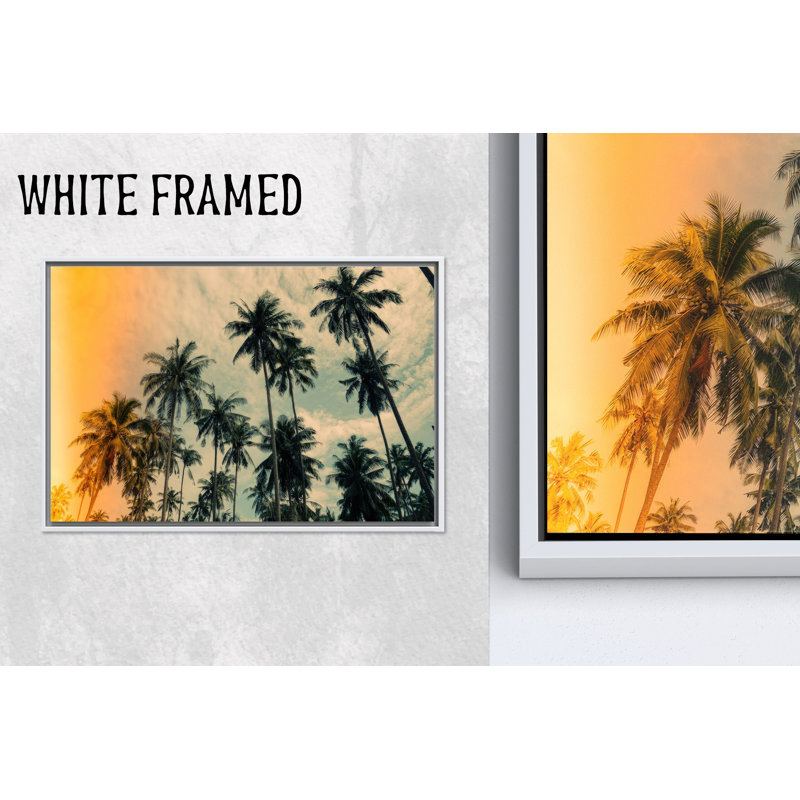 Impression sur toile de palmiers tropicaux imprimés: décoration murale moderne et élégante, toiles à cadre blanc 1P