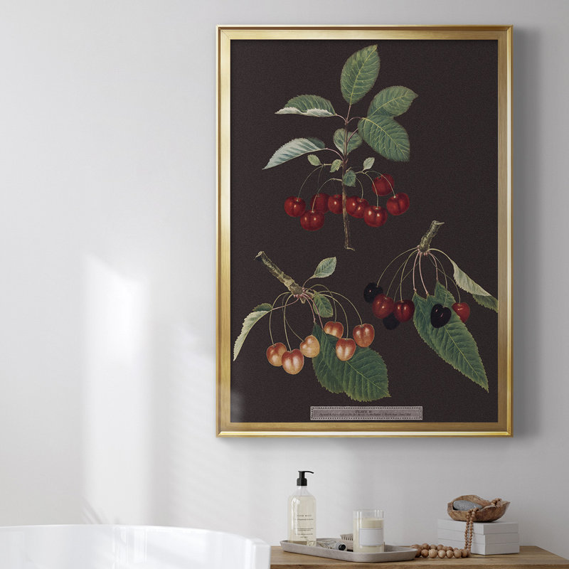 Toile encadrée de qualité supérieure Brookshaw Cherries, Or, H 42,5 po x l 30,5 po x P 1 po