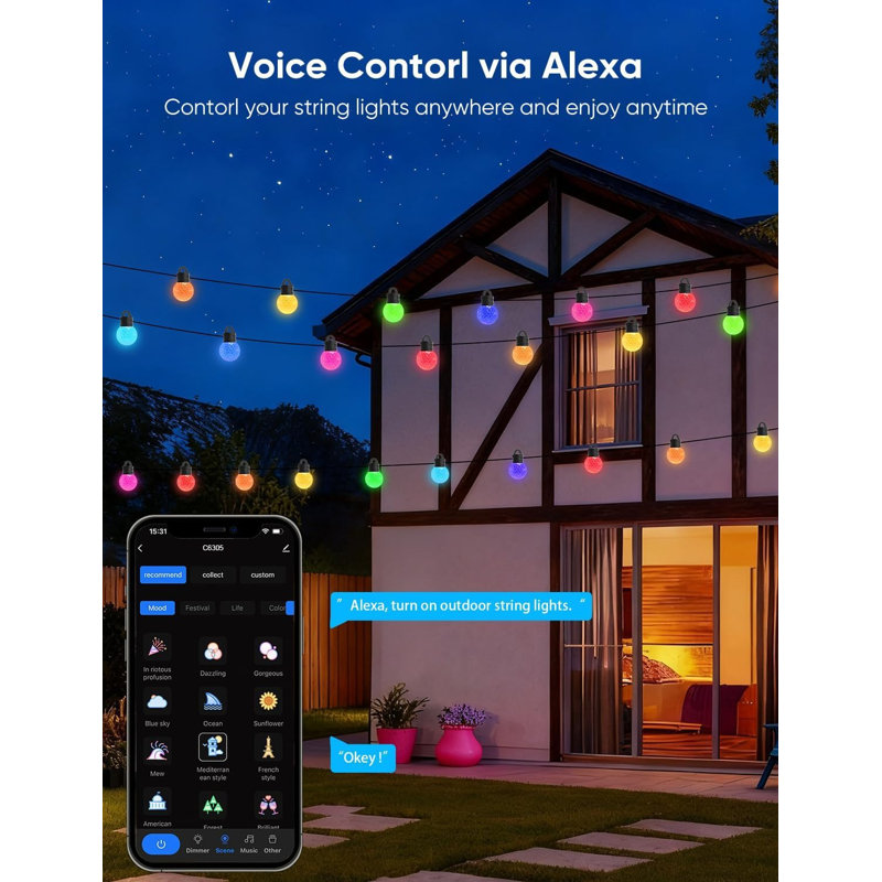 100ft Rgbw Smart Outdoor String Lights