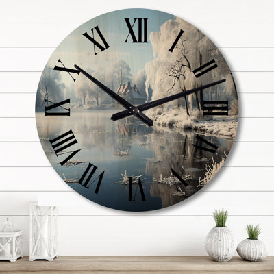 Horloge murale paysage d'hiver