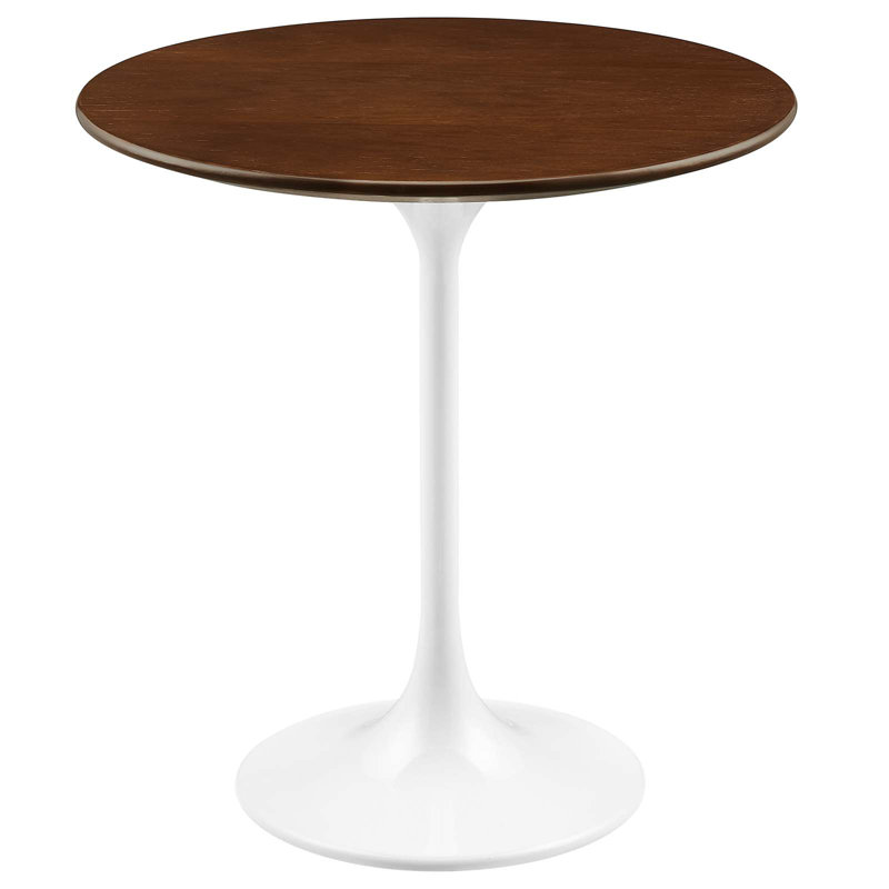 Modway Lippa Round Side Table, White, Walnut
