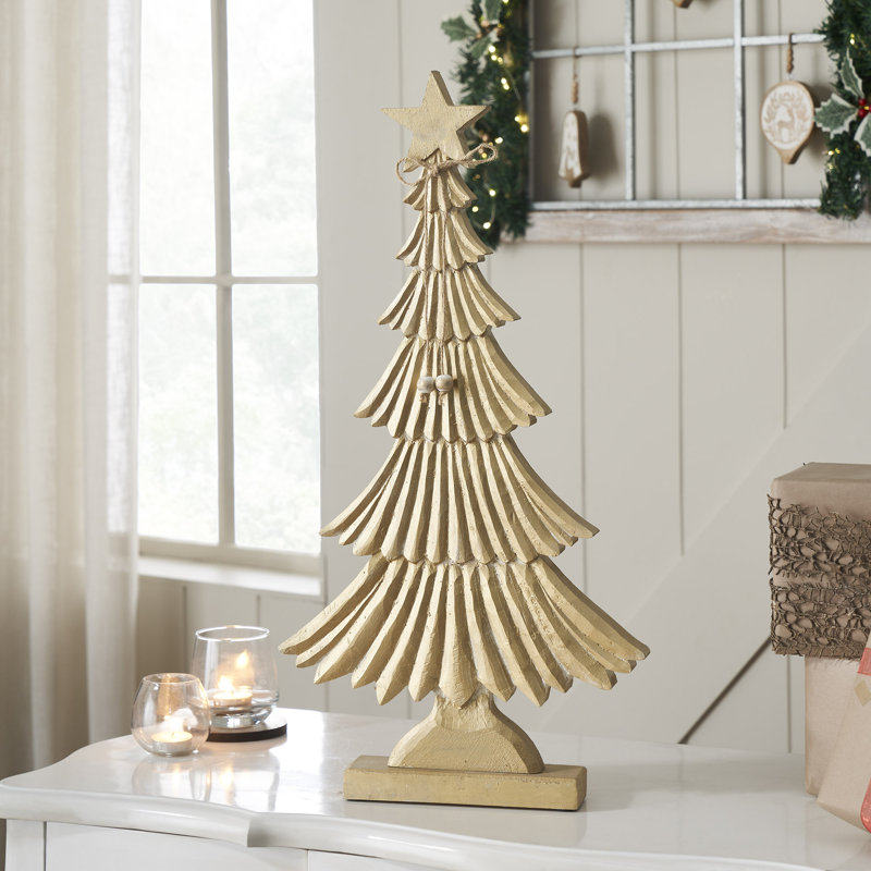 Arbre en bois doré Yuletide Glow, H 24,5 po x l 12,75 po x P 2 po