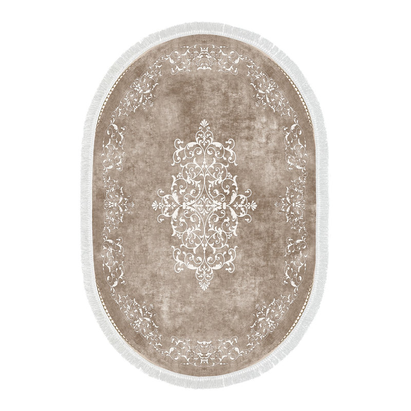 Tapis brun / gris Marylou, Ovale 3 pi 11 po x 5 pi 11 po