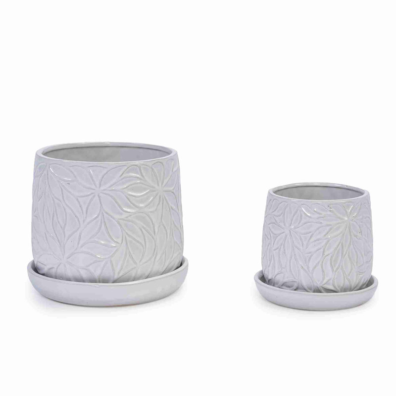 High quality ceramic flowerpot, Gloss White