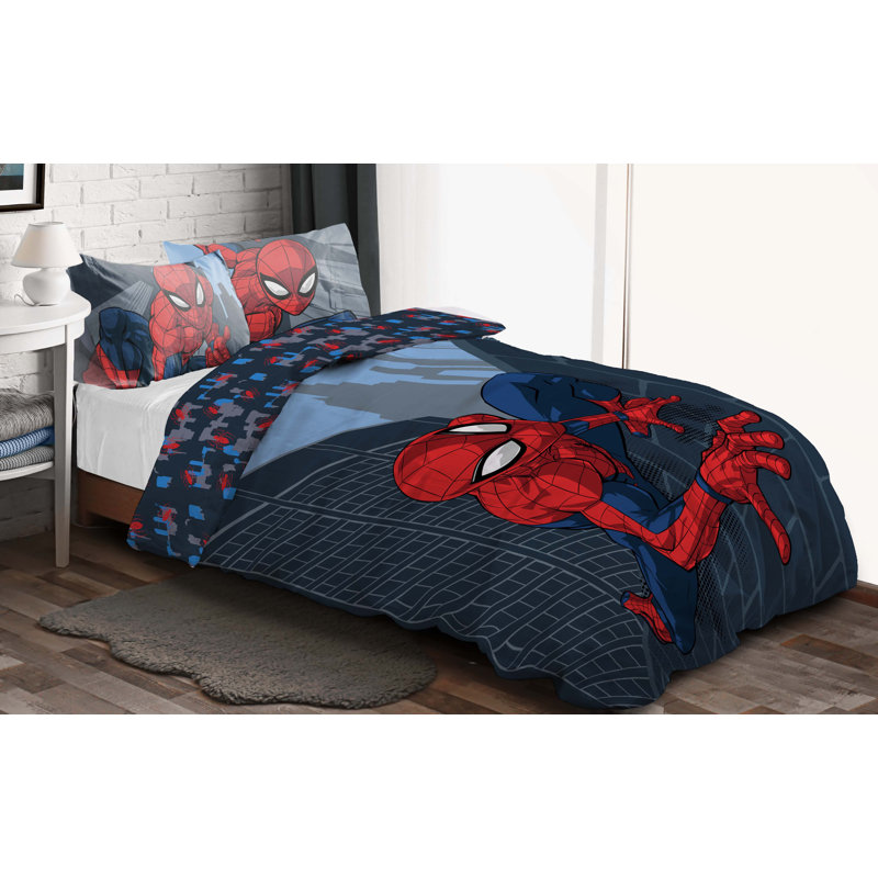 Disney Spiderman City Streets 100% Cotton Double Blue & Red