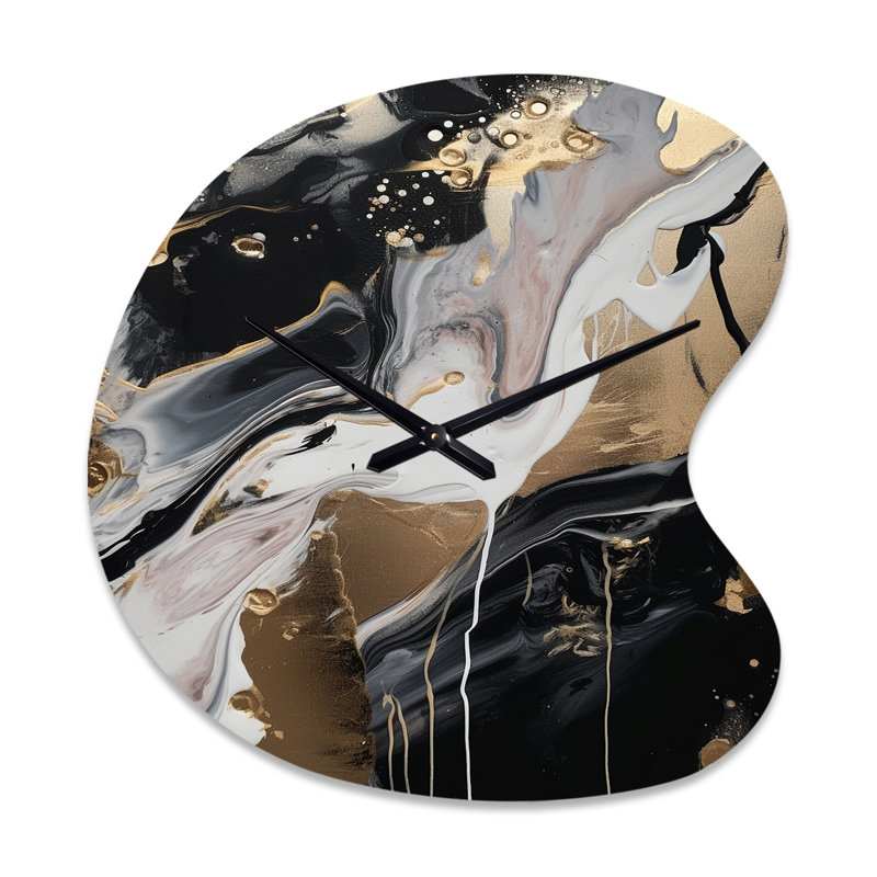 Back and Gold Marble Medley III - Horloge murale asymétrique, Petit