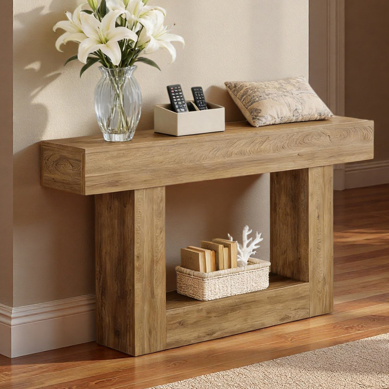 2-Tier Side Table,Entryway Table,Console Table, Light Brown