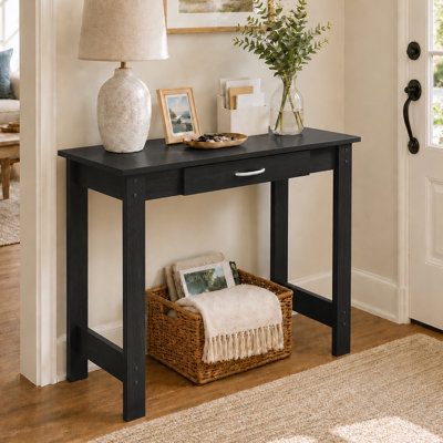 Furinno JAYA 40-Inch Black Entryway Table with Drawer, Narrow Console Table, Behind Sofa Couch Tables, for Living Room, Entryway, Hallway, Black