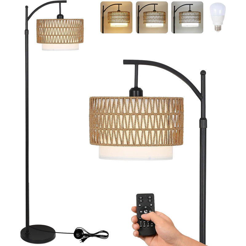 Quaniece 72.8'' Black LED Arched Floor Lamp
