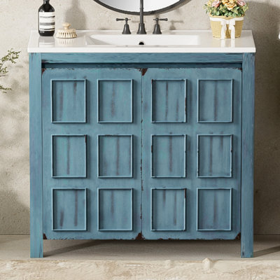 Rangement pour meuble-lavabo 36 po avec lavabo en céramique