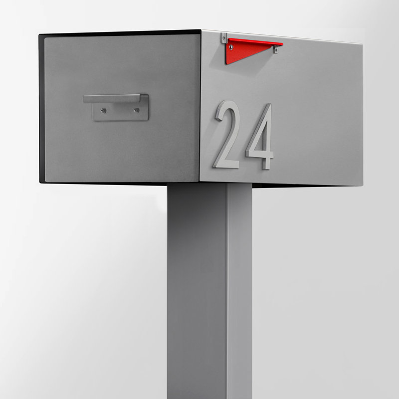 Grande boîte aux lettres en acier Malone, Gris / noir, Argent, Oui