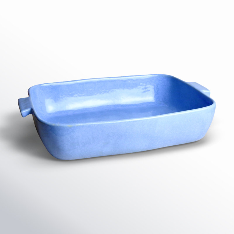 Blue Ceramic Rectangular Baker Dish with Handles