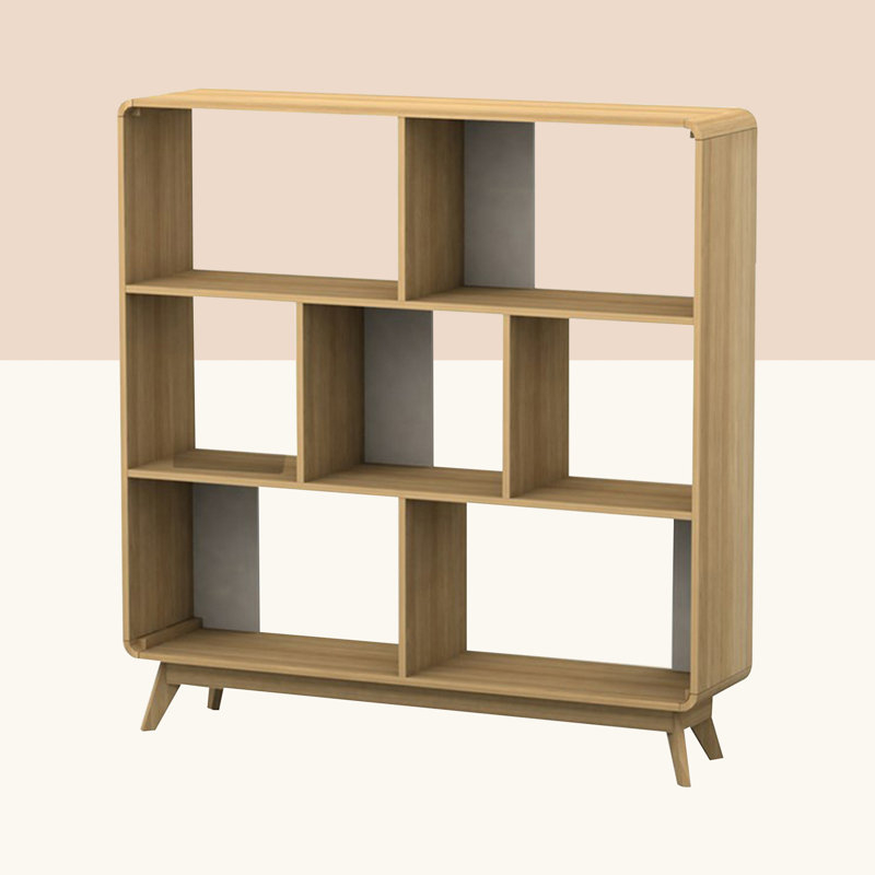Justine 126 cm H x 122 cm W Room Divider Bookcase, Oak
