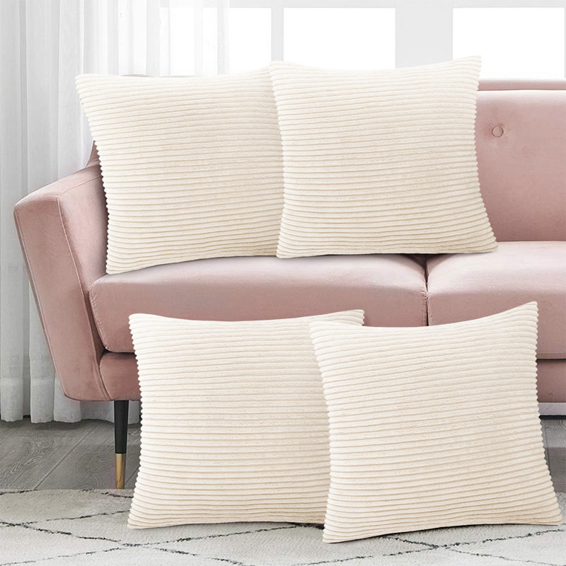 Striped Square Euro Cushion Cover, Cream