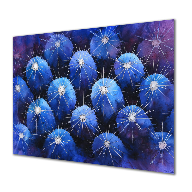 Cactus épines, paysage mauve I - décoration murale en métal floral, H 24 po x l 32 po