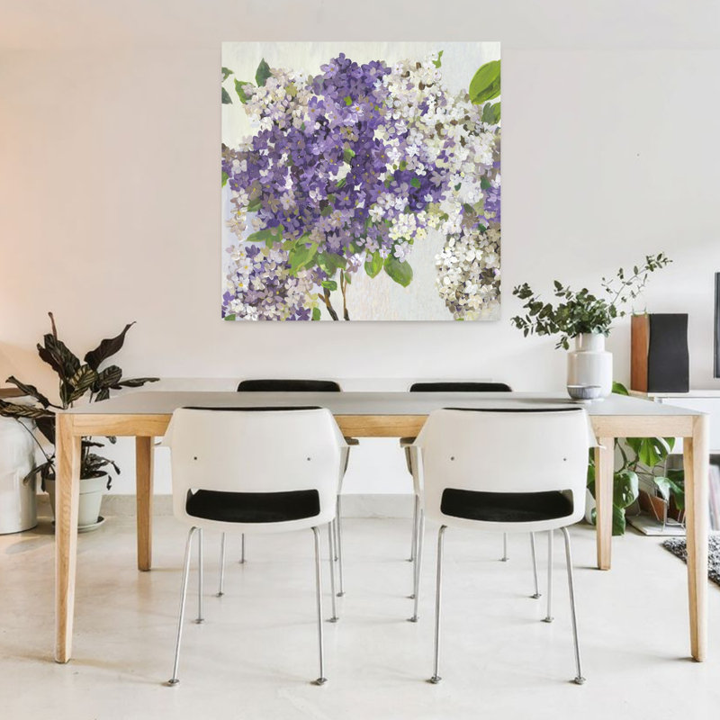 Été, hortensia II, délicat, lilas, contemporain, art naturel, H 36 po x l 36 po