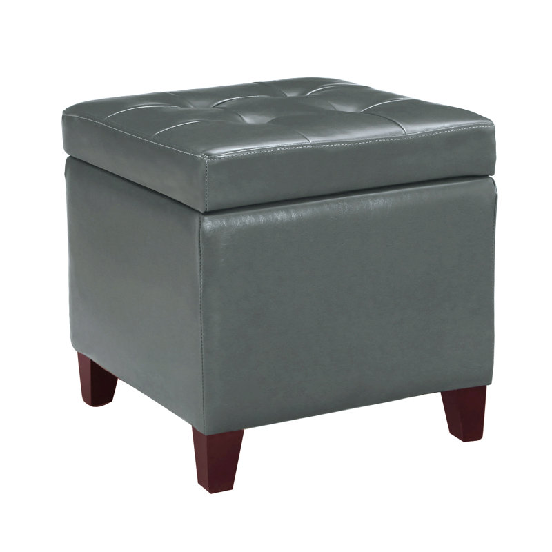 Repose-pieds avec repose-pieds en similicuir, Similicuir gris mat