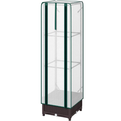 Portable Outdoor Plant Box with Trellis, Cover, Drainage Holes, and Zipper Door for Space-Efficient Gardening