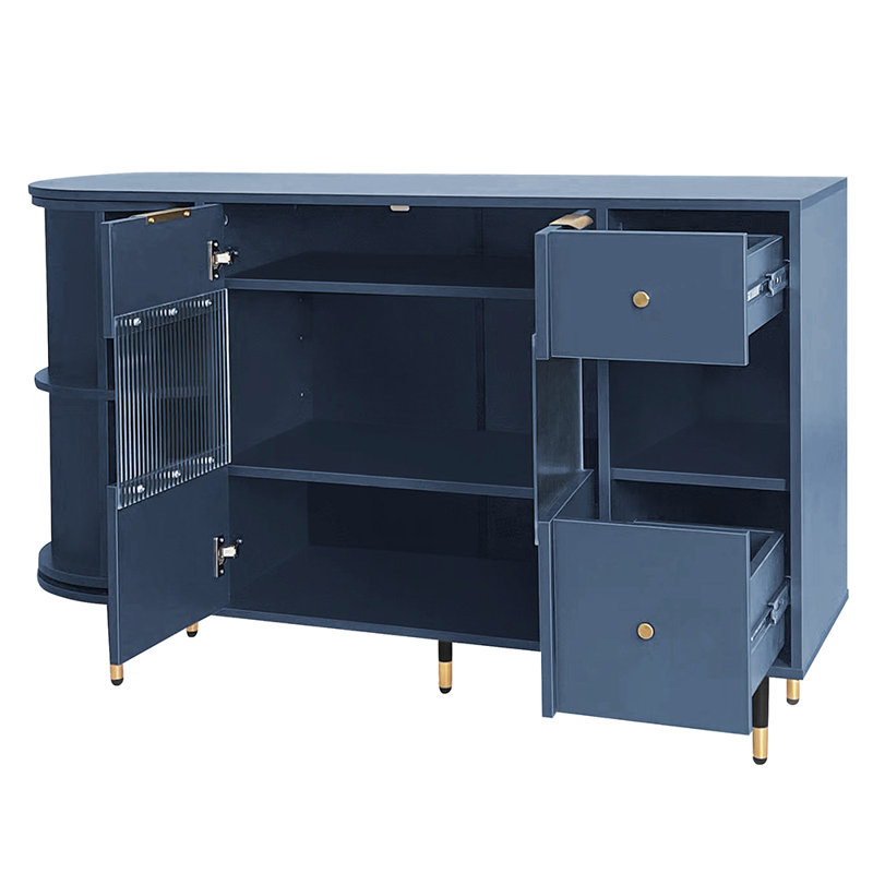 Jonnelle Accent Cabinet with Adjustable Shelves, Navy Blue