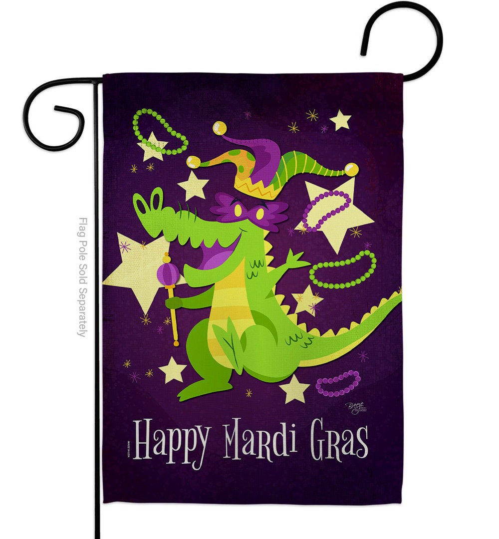Double Sided 18.5'' H x 13'' W Polyester Mardi Gras Garden Flag Breeze Decor