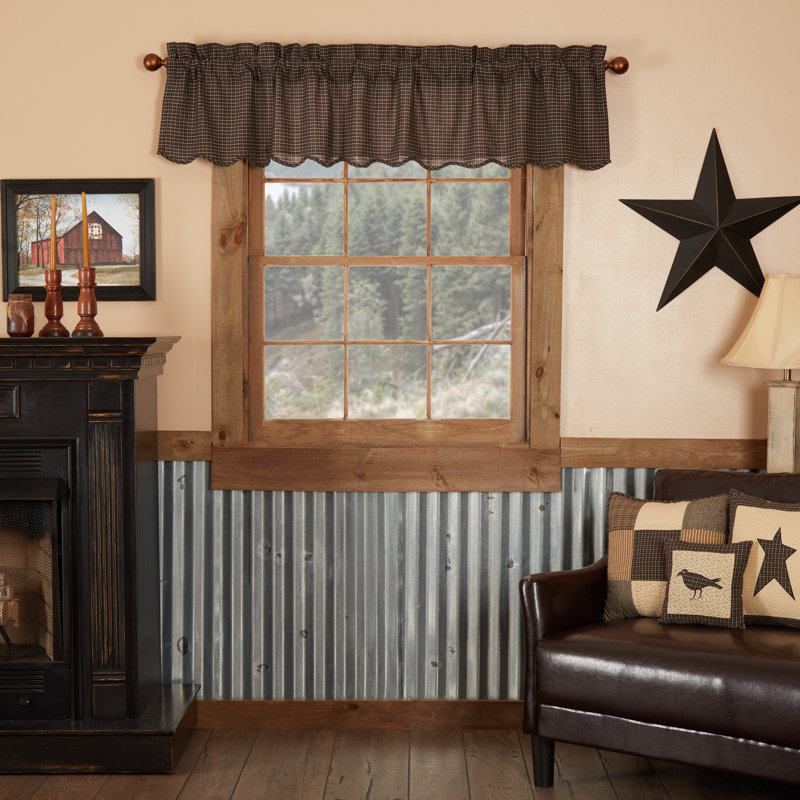 Kettle Grove Cotton Plaid Scalloped Window Valance, 72" W x 16" L