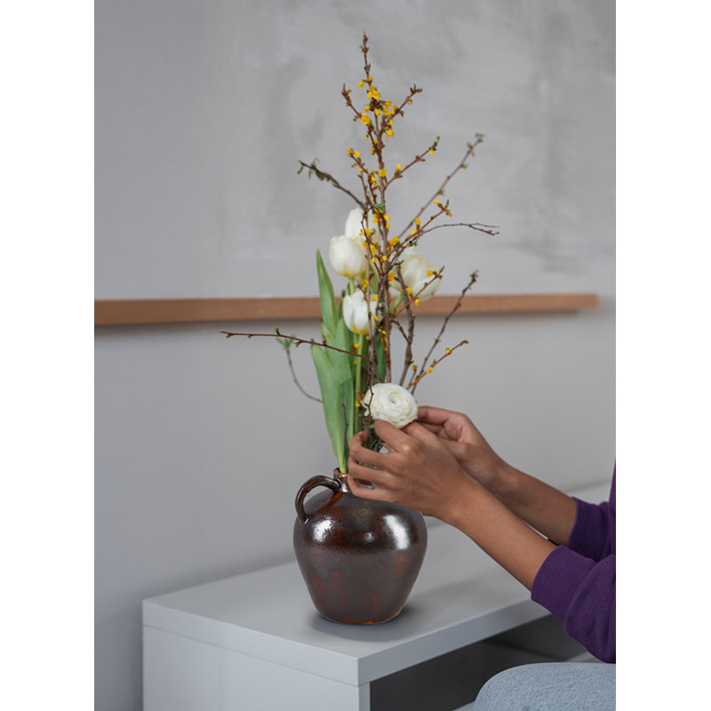 Vase en céramique émaillé Winston Porter, design antique, parfait pour les fleurs fraîches ou séchées